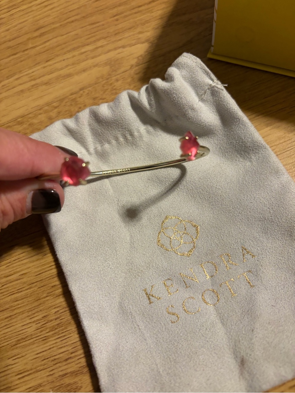 Kendra Scott Gold Open Cuff Bracelet with Pink Stones